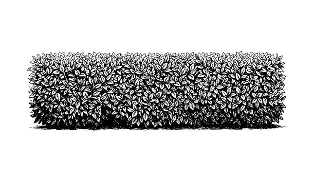Hand drawn vector illustration of a rectangular shaped garden hedge