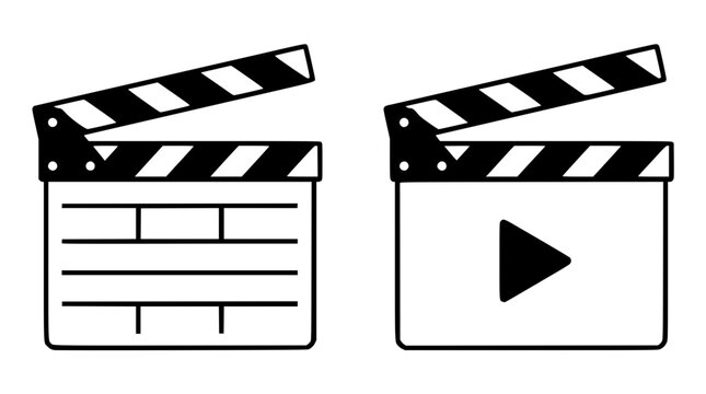 Professional movie clapboard vector graphic illustration set for media production