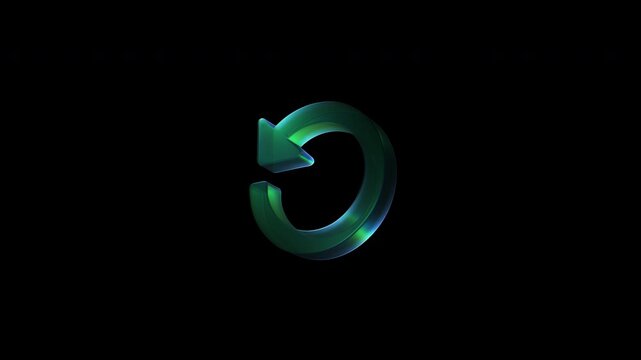 Rotating green glass refresh symbol animation