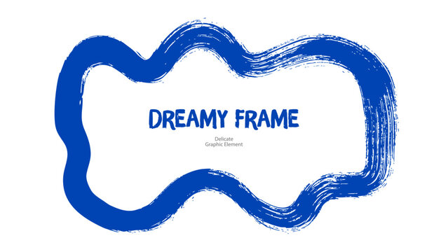 Grunge ink shape frame. Brush arc simple stroke. Modern poster with bold curved line element. Vector isolated illustration.