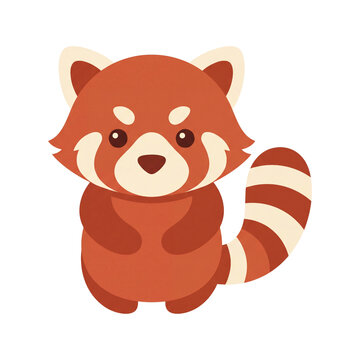 Cute red panda kawaii animal character standing on grey background