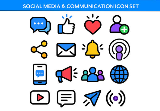 Social Media & Communication Icon Set