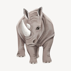 Rhino collage element, cute animal illustration © Rawpixel.com
