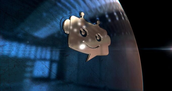 Chatbot ai assistant symbol 3d metal style 