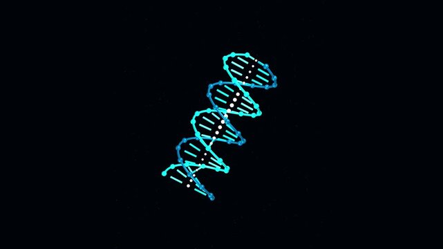 Abstract dna helix structure with glowing digital nodes