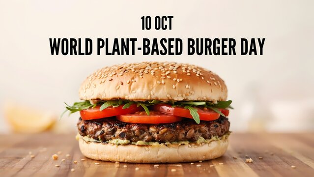 Delicious plant based burger with fresh vegetables for world plant based burger day on october 10th