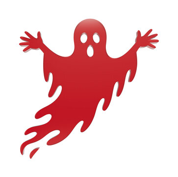 Red ghost icon isolated on white background for Halloween party design and spooky graphic projects