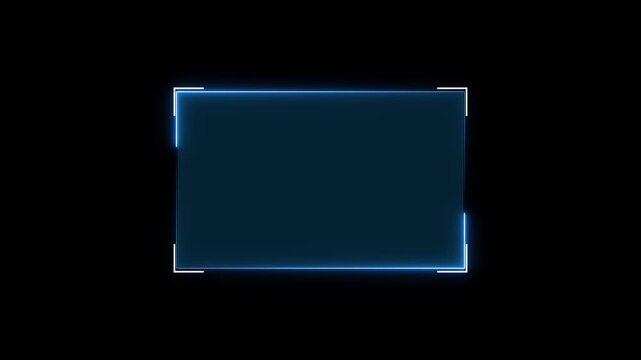 Futuristic neon HUD callout frame for digital interface. Sci fi HUD lower third with copy space for broadcast titles. Neon UI screen overlay for gaming and news use. News mocup frame, hud elements.