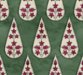 Vibrant Floral Ethnic Botanical Pattern design © Sumitra