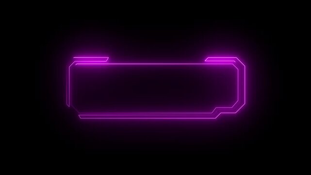 Neon frame structures trace glowing lines across black background panels. Video production toolkit leverage this clean neon frame design asset. Digital neon frame borders shine.4k video animation