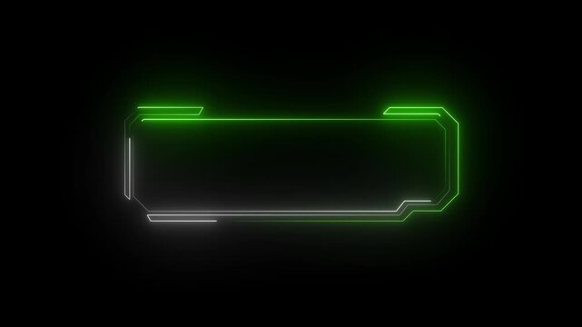 Neon frame structures trace glowing lines across black background panels. Video production toolkit leverage this clean neon frame design asset. Digital neon frame borders shine.4k video animation