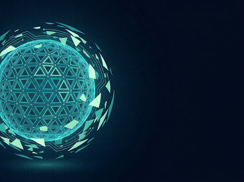 Digital Technology Sphere on Dark Abstract Futuristic Background