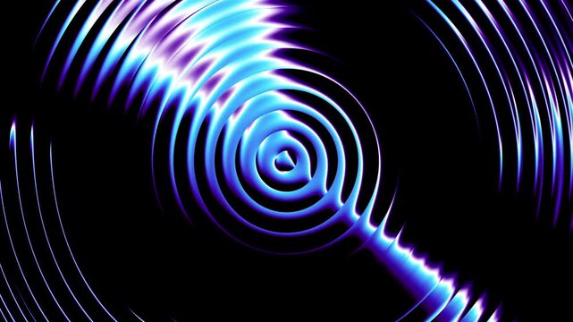 Looping 3D animation. Abstract minimalist background of flat discs with reflection. Blue and purple gradient transforms and changes colors inside