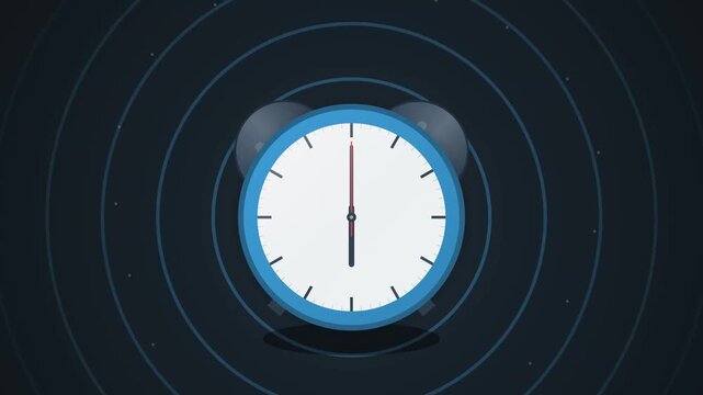 Blue alarm clock with radar waves background, representing time management and schedule planning concept