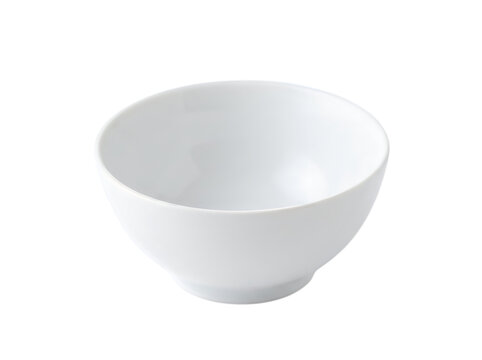 Empty white ceramic bowl for food serving isolated on transparent background