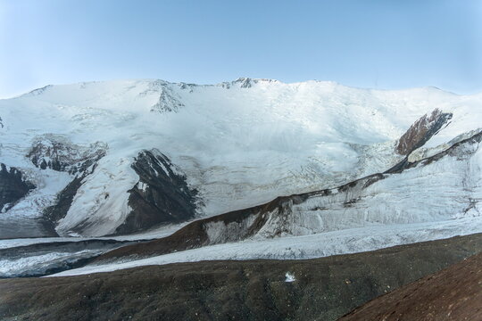 Lenin Peak north face glacier just before sunrise