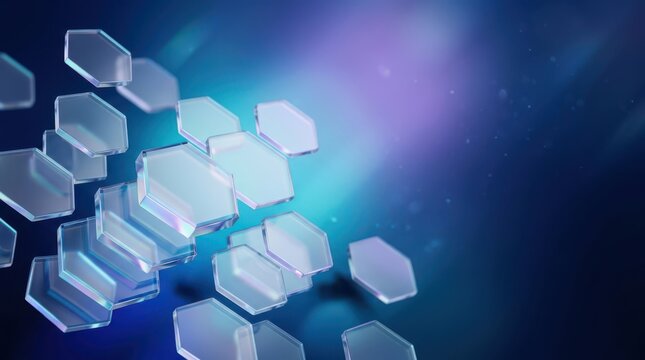 Abstract blue background with hexagonal glass tiles