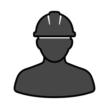 Construction worker icon wearing hard hat safety engineer avatar silhouette
