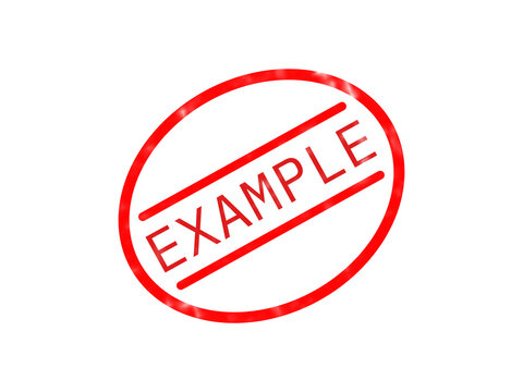Red oval stamp with the word example inside isolated on a plain surface isolated on transparent background