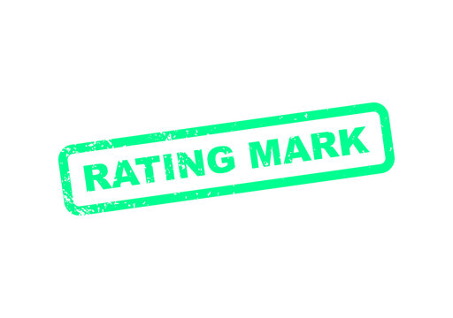 Green rating mark stamp with white text saying rating mark illustration