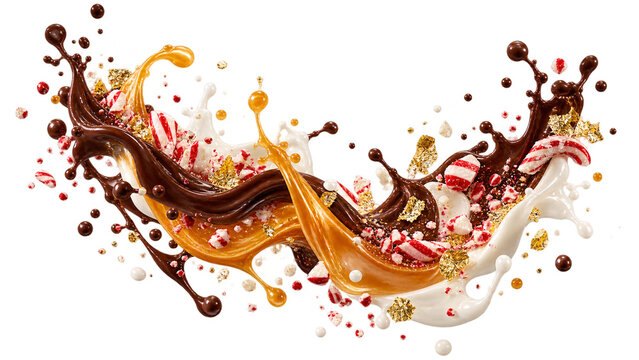 Delicious holiday dessert featuring rich chocolate caramel and creamy milk set against a clear transparent background PNG