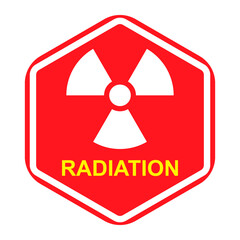 Radiation warning sign icon with red hexagonal hazard symbol and radioactive trefoil, isolated safety graphic © New Asia
