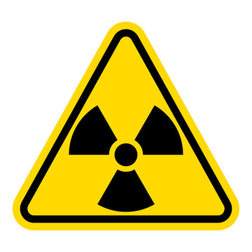 Radiation warning triangle icon, yellow hazard symbol with black edge