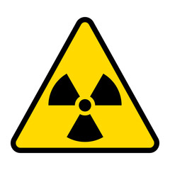 Radiation warning icon, radioactive hazard triangle in yellow © New Asia