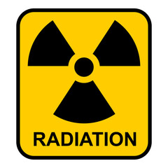 Radiation hazard icon, radioactive warning symbol with label © New Asia