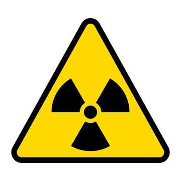Radiation warning icon, radioactive hazard triangle in yellow