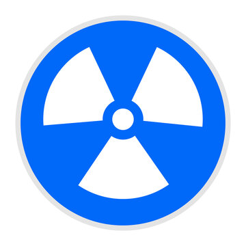 Radiation symbol icon, radioactive hazard circle in blue