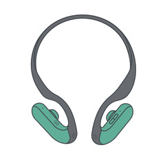 Obraz premium Modern bone conduction headphones in green and dark grey against a white backdrop