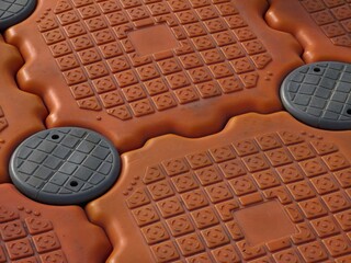 Modular Floating Plastic Dock Pontoon Blocks with Textured Anti-Slip Surface Close-Up © Vladimir