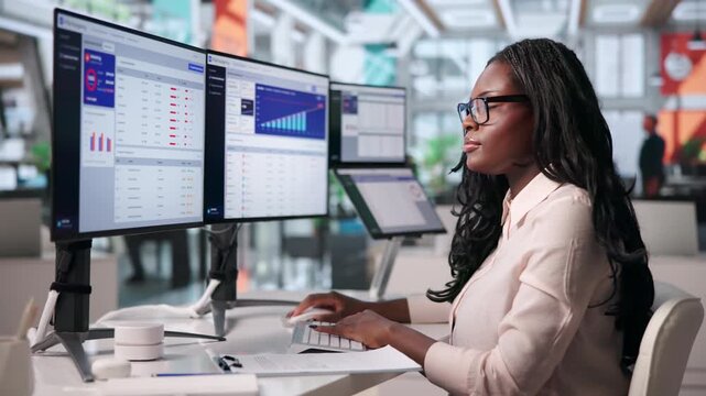 Financial Analyst Woman Reviewing Corporate Budget And Forecasting