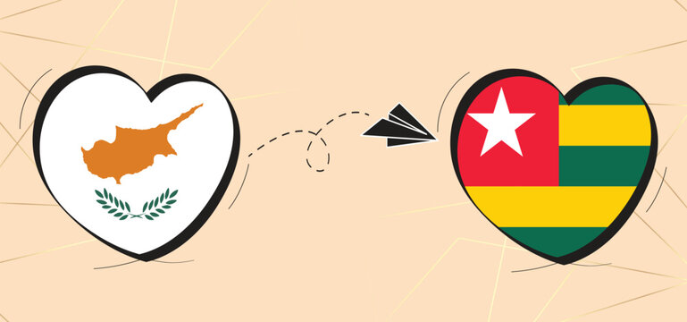 Cyprus To Togo flag vector and illustration 