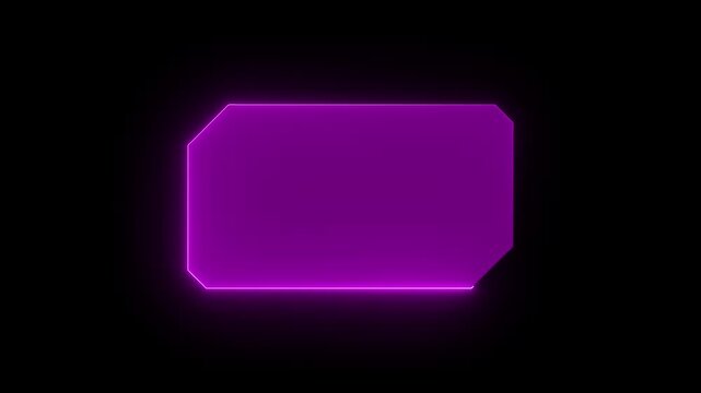 Neon frame, border. Futuristic HUD rounded frame with neon digital interface panel. Cyber UI screen element with glowing border for technology overlay. Sci fi HUD frame with clean copy space.4k video
