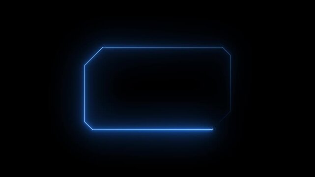 Neon frame, border. Futuristic HUD rounded frame with neon digital interface panel. Cyber UI screen element with glowing border for technology overlay. Sci fi HUD frame with clean copy space.4k video