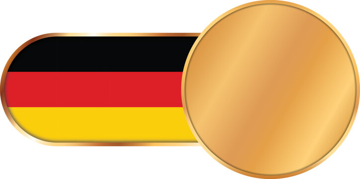 Germany flag capsule badge banner with blank gold circle coin banner - vector design element
