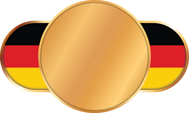 Germany flag capsule badge banner with blank gold circle coin banner - vector design element