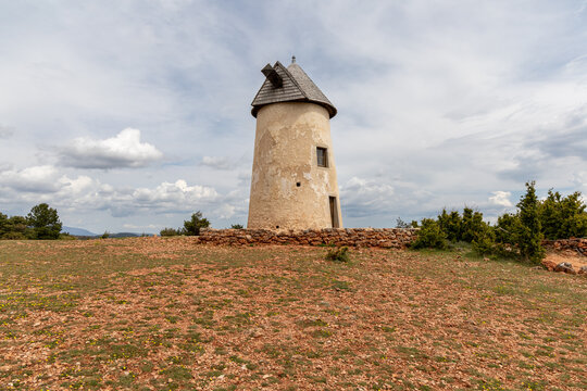 Old Redounel windmill on the Larzac plateau, Aveyron, France