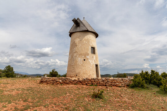 Old Redounel windmill on the Larzac plateau, Aveyron, France