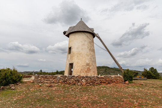 Old Redounel windmill on the Larzac plateau, Aveyron, France