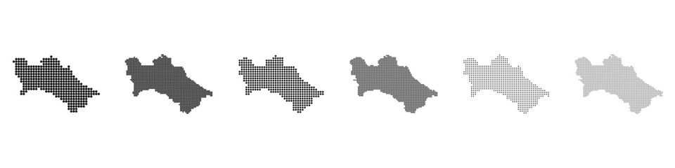 Obraz premium Dot mosaic Turkmenistan outline map set