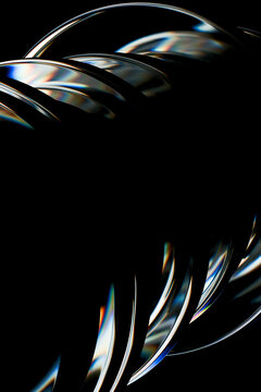 3D chrome waves black vertical composition creates glossy iridescent curves with dramatic copyspace and abstract motion