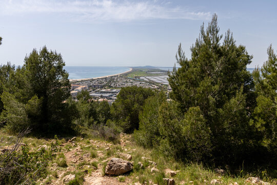 Coastal landscape seen from the Pierres Blanches forest, S&egrave;te, France