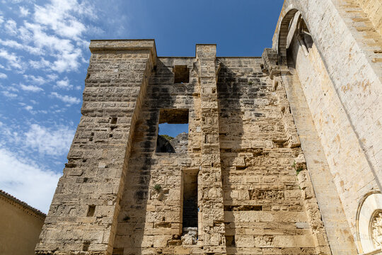 Maguelone Cathedral surrounded by Mediterranean landscape, H&eacute;rault, France