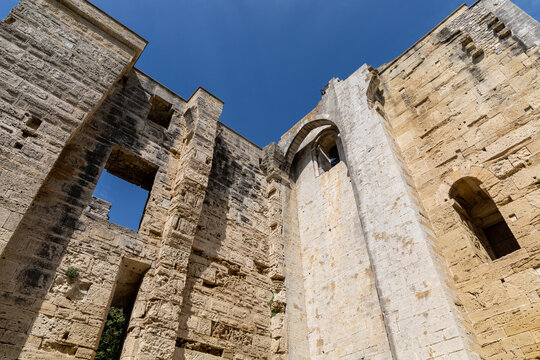 Maguelone Cathedral surrounded by Mediterranean landscape, H&eacute;rault, France