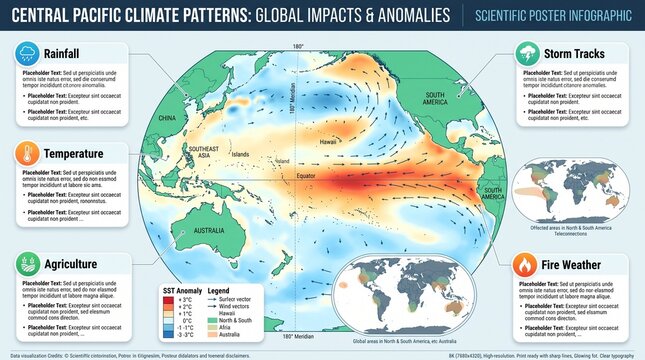 Central pacific climate patterns global impacts and anomalies map