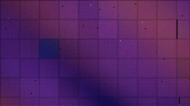 Broken LED Video Wall Close Up: Dead Pixel Columns and Panel Dropout Glitch, Seamless Loop in rich violet tones