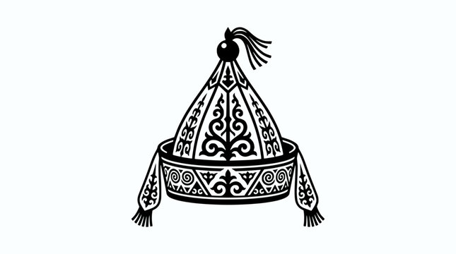 Traditional Kyrgyz Kalpak Hat, Cultural Headwear Symbol, Ethnic Clothing Emblem